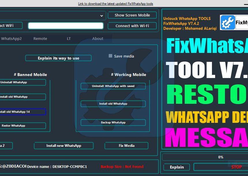 FixWhatsApp Tool V7.4.2 Restore WhatsApp Deleted Message Free