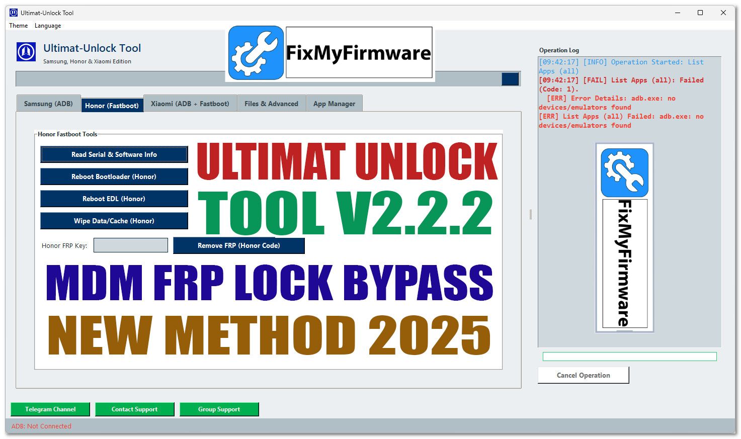 Ultimat Unlock Tool V2.2.2 Removing FRP MDM Locks
